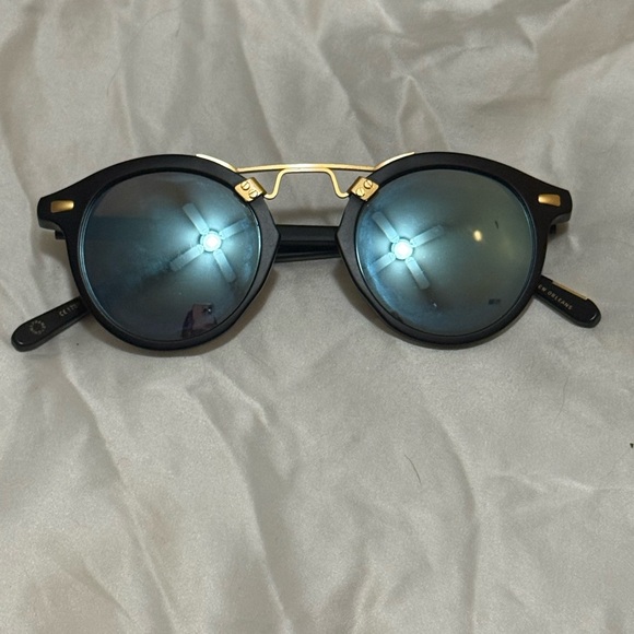 Authentic Krewe Mirrored St Louis Black and Gold Sunglasses